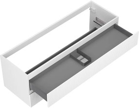 Mexen Rivel, kúpeľňová skrinka pod umývadlo 140 cm, 2 zásuvky, drážkovaná, biela matná, 91A20-14047-2-BFF01