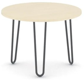 Okrúhly konferenčný stôl SPIDER, priemer 60 cm, čierna podnož, breza