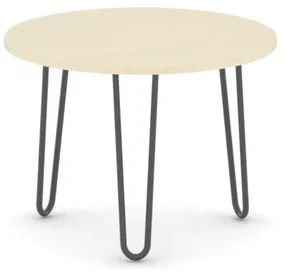 Okrúhly konferenčný stôl SPIDER, priemer 60 cm, čierna podnož, breza