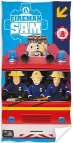 Plážová osuška Požiarnik Sam - Výjazd hasičov - 100% bavlna - 70 x 140 cm