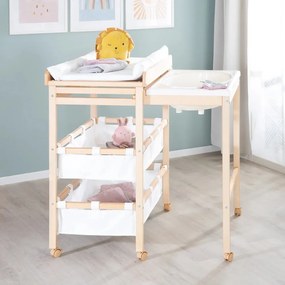 Prebaľovací pult v dekore brezy v bielo-prírodnej farbe Baby Pool – Roba
