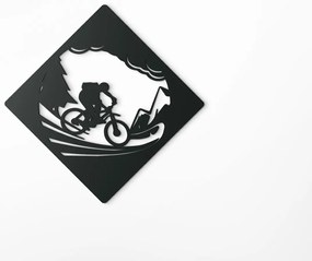 drevko Drevený obraz na stenu Horská cyklistika Rozmer obrazu: 32,5 x 32,5 cm, Farba dekorácie: Čierna