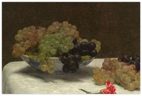 Obraz - Henri Fantin-Latour, Still Life with Grapes and a Carnation, reprodukcia (90x60 cm)