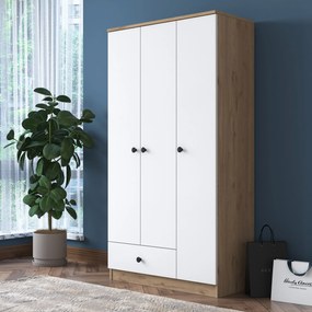 Šatní skříň BA 117 90 cm ořech/bílá