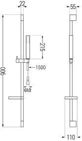 Mexen sprchový set DS77, čierna, 785774583-70