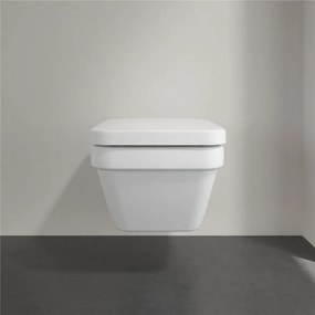 VILLEROY &amp; BOCH Architectura závesné WC s hlbokým splachovaním bez vnútorného okraja (hranatý dizajn), 370 x 530 mm, biela alpská, s povrchom CeramicPlus, 5685R0R1