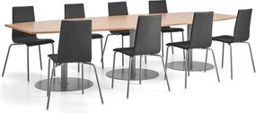 Nábytková zostava FLEXUS + MELVILLE, 1 stôl a 8 šedých stoličiek