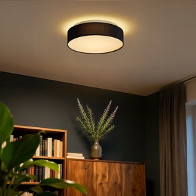 Inteligentné stropné svietidlo čierne 35 cm vrátane LED a diaľkového ovládania - Flat Drum