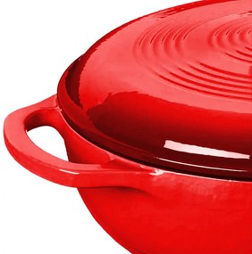 Smaltovaný liatinový hrniec s pokrievkou, 5,7 L, červený