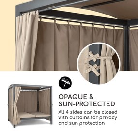Eremitage Double XL slnečné ležadlo, 2 osoby, kovový rám, slnečná strecha, závesy