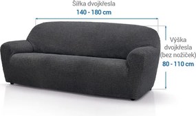 Super strečové poťahy RUBINIA antracitová dvojkreslo (š. 140 - 180 cm)
