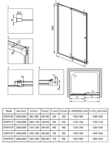 Deante Kerria Plus, posuvné sprchové dvere 160x200 cm, 6mm číre sklo, čierny profil, DEA-KTSPN16P