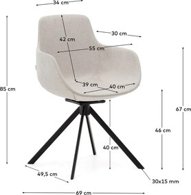 Béžové čalúnené jedálenské kreslá v súprave s podrúčkami 2 ks Tissiana – Kave Home