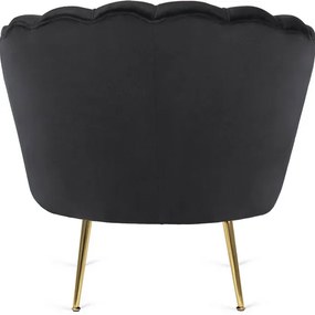 Kreslo LOREN s podnožkou, čierne, z velúru