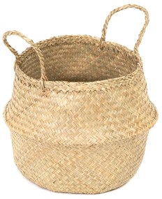 Svetlý úložný košík z morskej trávy Compactor, ⌀ 35 cm