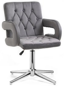 LuxuryForm DESIGN Stolička BOSTON VELUR na striebornom kríži - sivá