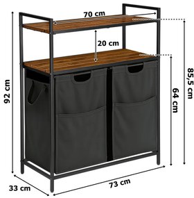 Kôš na bielizeň MIRUN 2-priehradkový sivý