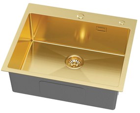 Erga HD, 1-komorový oceľový drez 600x500x210 mm, zlatá, ERG-MLS-HD6050G