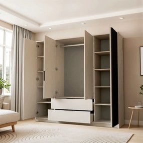 ŠATNÍKOVÁ SKRIŇA LETIZIA III S LAMELAMI A ZRKADLOM KAŠMÍR 206 cm