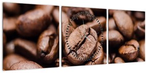 Obraz kávových zŕn (s hodinami) (90x30 cm)