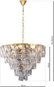 Luster Chelsea, 1x krištáľové tienidlo, (fi 50cm), g