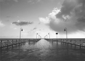 Sklenený obraz - Promenáda pri pobreží (70x50 cm)