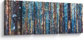 Obraz - Zimný les (s hodinami) (90x30 cm)