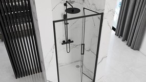 Rea Rapid Fold, skladacie sprchové dvere 100x195 cm, 4mm číre sklo, čierny profil, REA-K6420