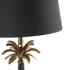 Art Deco stolná lampa bronzová s čiernym tienidlom 35 cm - Areka