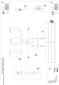 Sollux SL.1144 - Luster na tyči FILLAN 3xE27/60W/230V čierna