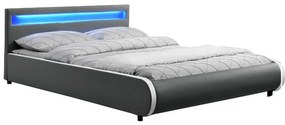 Manželská posteľ s RGB LED osvetlením, sivá, 160x200, DULCEA