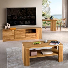 Televízny stolík London 25 180 cm z masívu s LED osvetlením dub prírodný