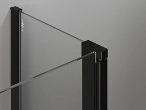 Mexen Mist L, päťuholníkový sprchový kút s krídlovými dverami, 100 x 80 cm, 8mm číre sklo, čierny profil, 8A8L-100-080-70-70-L