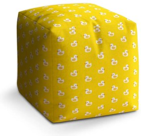 Taburet Cube biele kačičky, žltá