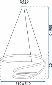 Toolight Toolight, LED stropné svietidlo 51cm, 72W, 4000K, G080-1CP, zlatá matná, OSW-09739