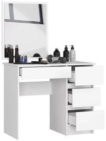Kozmetický stolík so zrkadlom T-6 90x50 cm biely pravý