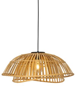 Orientálna závesná lampa čierna s prírodným bambusom 62 cm - Pua