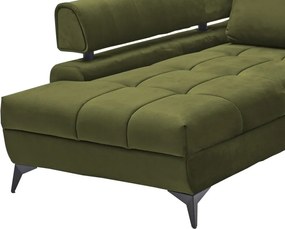 Rohová sedacia súprava Paris, machová zelená látka, ľavý roh