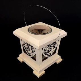 AMADEA Drevený lampáš s motívom srdca, masívne drevo, 9x9x9 cm