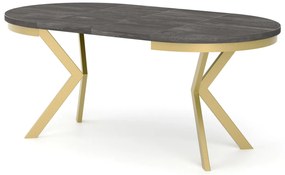 OKRÚHLY ROZKLADACÍ STÔL HAROLD S OBRÚČOU 120 / 196 cm ZLATÝ