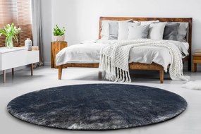 Okrúhly prateľný koberec LAPIN shaggy protišmykový , slonová kosť / čierna Veľkosť: kruh 180 cm