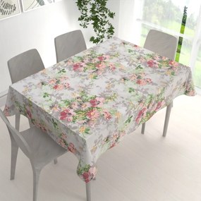 Biante Bavlnený obdĺžnikový obrus Sandra SA-704 Maľované ružovo-červené kvety na sivom 120x160 cm