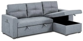 Univerzálna rohová rozkladacia sedacia súprava Catini PORTIVA s úložným priestorom a USB sivá