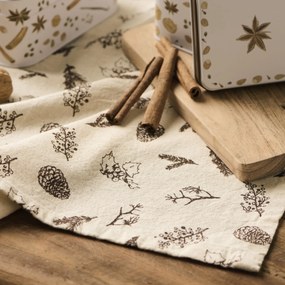 Ib Laursen Bavlnená utierka Jolly Brown Cones and Twigs