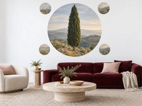 Cyprus v toskánskej krajine toskánske textilné nálepky na stenu do obývačky arch 46 x 46 cm