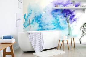 Samolepiaca tapeta modro-fialové abstraktné umenie - 450x300