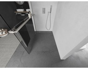 Mexen Kioto+, sprchová zástena Walk-In s poličkou a vešiakom 115 x 200 cm, 8mm číre sklo, brúsená oceľ profil, 800-115-121-97-00