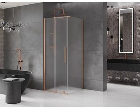 Mexen Velar, sprchový kút s posuvnými dverami 110 x 110 cm, 8mm sklo námraza, medená matná, 871-110-110-31-65