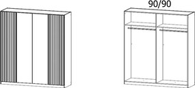 Šatníková skriňa Genua, 181 cm, tmavo šedá/artisan