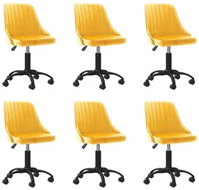 Otočné jedálenské stoličky 6 ks žlté zamatové